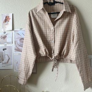 Rhode Island Plaid button down blouse